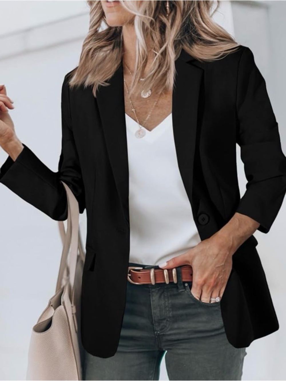 Women's Black Single-Button Blazer - Modern Tailored Fit